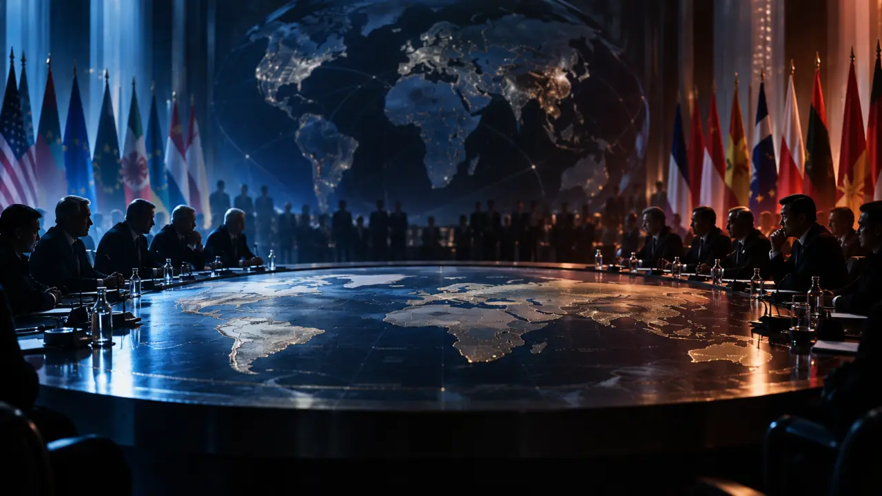 Drapeaux de pays réunis lors d'un sommet international